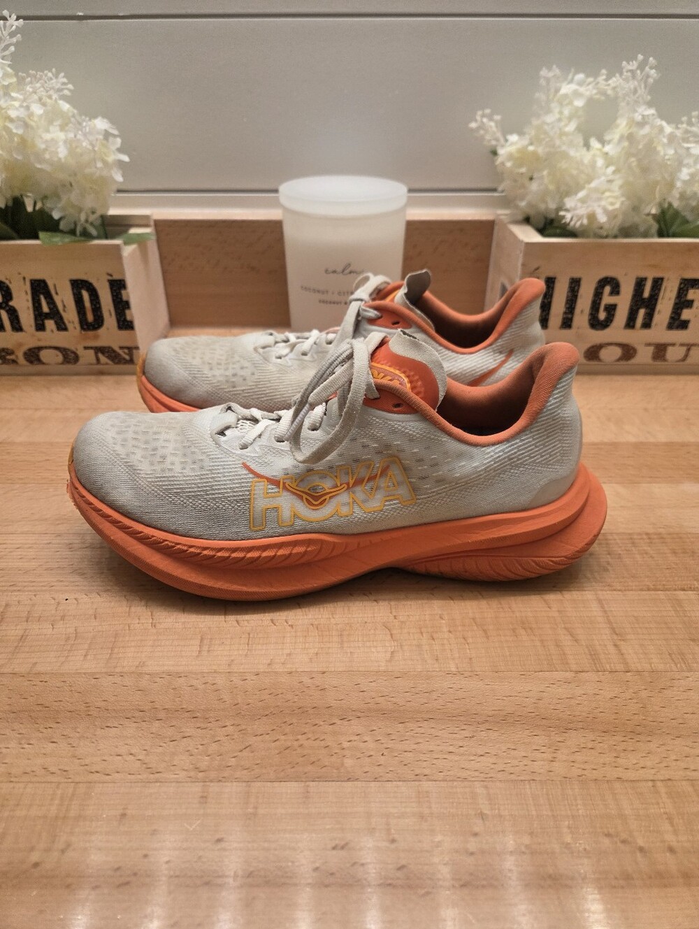 HOKA Mach 6 Running Shoes Frost/Lava Women's Size 7.5 - Picture 3 of 10